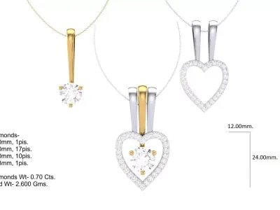 6 LUXURY  WOMEN HEART SHAPE JEWELRY  STL 3DM RENDER DETAILS 3D print model