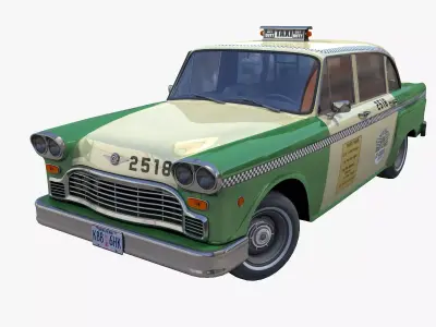 Vintage chicago taxi Low-poly 3D model