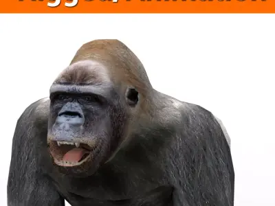 3D Model Gorilla Animated and Rigged Low-poly 3D model