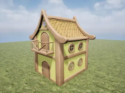 Medieval Fantasy Town Building 1 Game Ready Free low-poly 3D model