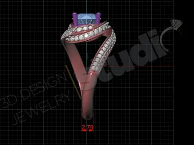 Luxury trinity solitaire ring 3d print model 3D print model