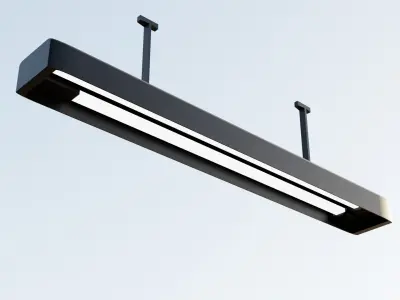 Low Poly Vault Fluorescent Ceiling Light Fallout Game Ready Low-poly 3D model