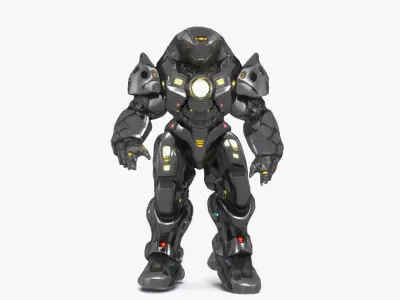 Futuristic Robot fighter AI Robot Character Low-poly 3D model