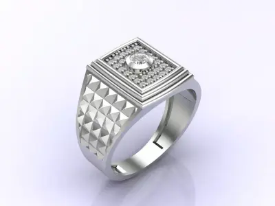 Print Ready STL 3DM  Gents Rings Diamond Men Ring  3D print model 120