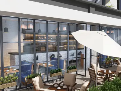 Coffee  garden restaurant modern decoration  very Clean scene 3D model