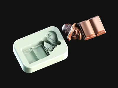 Halloween - Witch with Book 3D Printable Chocolate Mold 3D print model