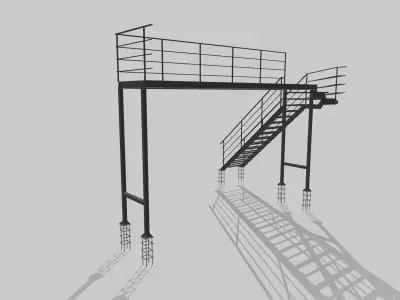 Fire ladder and platform 3D model