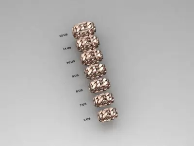 Miami Cuban Ring Models 8 mm wide 6-7-8-9-10-11-12 US Size 3D print model