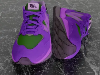 NEW BALANCE 3D SHOES - PURPLE - GREEN Low-poly 3D model