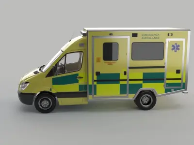 London ambulance based on Mercedes Sprinter England Ambulance EU 3D model