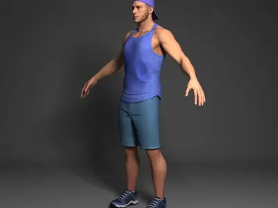 Casual Sporty Man Rigged Low-poly 3D model