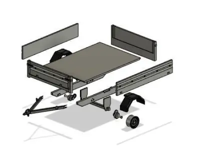3d printable trailer for scale model cars - Hi poly 3D print model