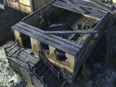 Medieval Ruins Low-poly 3D model