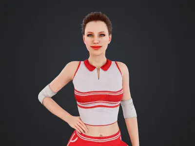 Female Volleyball Player Low-poly 3D model