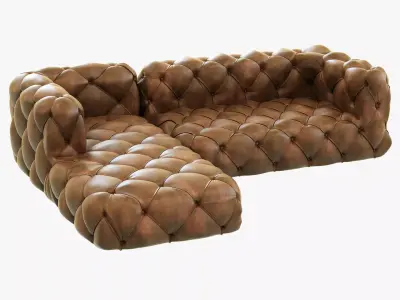 Restoration Hardware Soho Tufted Leather Left-Arm Sofa 3D model