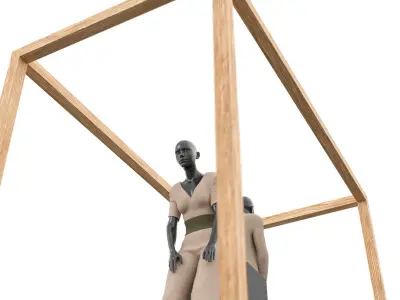 Fashion Display Mannequin  in Wooden Frame 3D model