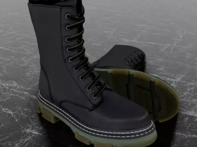 GREYDER 3D BOOTS - LEATHER - BLACK - HIGH Low-poly 3D model