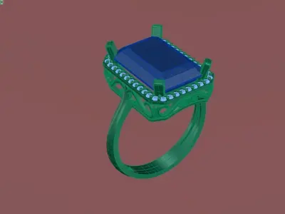 STL 3DM Women Ring Womens Ring Diamonds With Stone Model 3D print model purchase