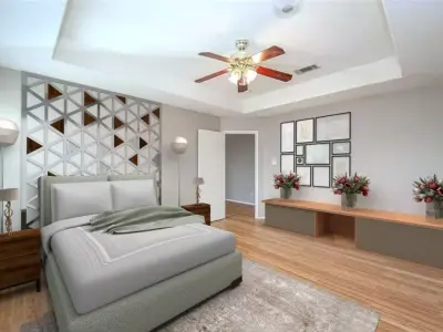 Luxury interior design with bed and side table 3D model