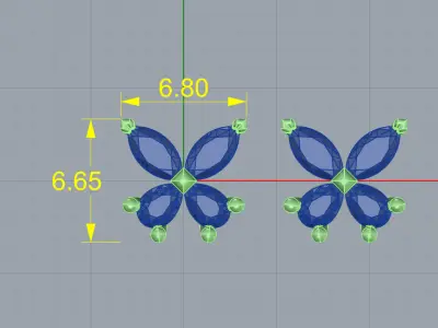 Earrings Graff Classic Butterfly Diamond Stud 3D print model