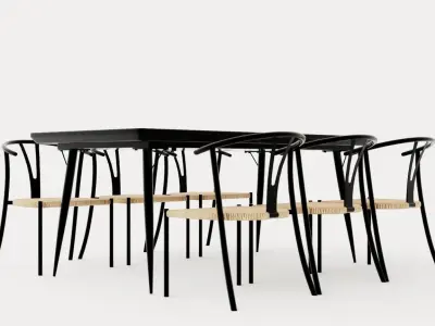 Lilo Food Group 180 Cm With 6 Elysia Dining Chairs Low-poly 3D model