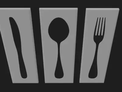 Kitchen Cutlery Carvings Free 3D model
