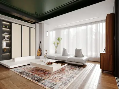 luxury living room dining room interior scenes  35 3D model