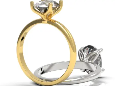 Oval Diamond Engagement Ring 3D print model