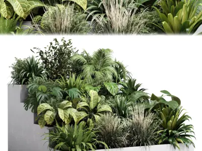  plant  stairs concrete vase pot fern bush grass 3D model