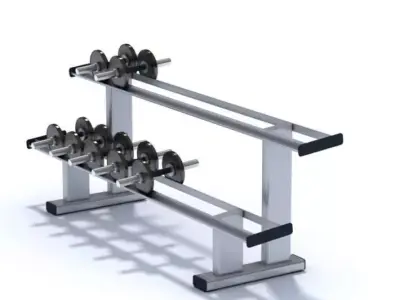 Black Metallic Dumbbell Set Weights 3D model
