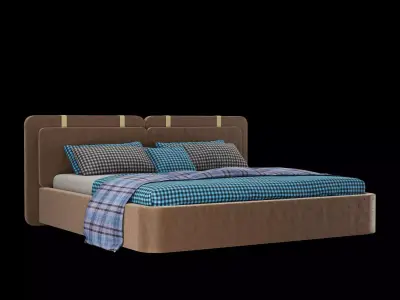 Bed with pillows and blanket 4 models of bed set 5 3D Model Collection