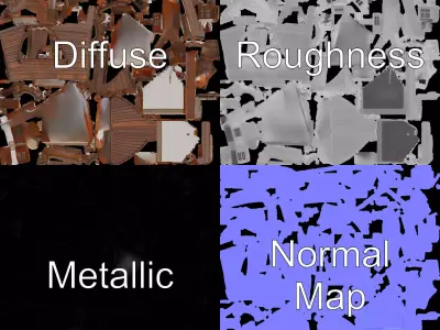 Rustic Wooden House model pack Low-poly 3D model