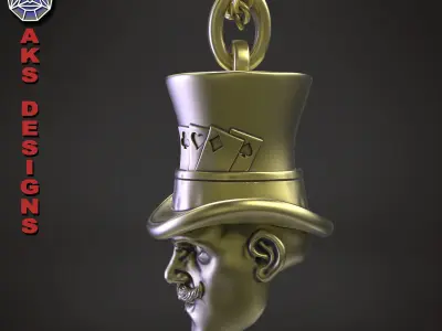 Pendant organic biker jewelry Magician v154 3D print model