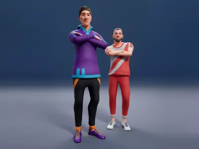 Jack and parket soccer - football animations Low-poly 3D model