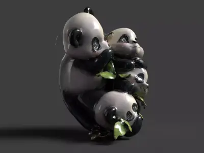 Chinese panda figure  Low-poly 3D model