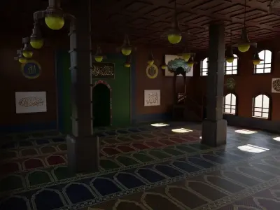 Mosque Interior Low-poly 3D model