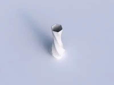 Vase twisted larger opening hexagon with diagonal grid dents 3D print model