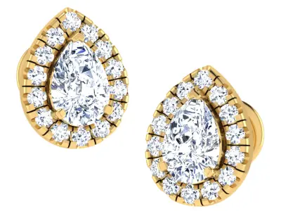Solitaire Women Stud Earring 3dm STL OBJ FBX Render Details 3D print model order