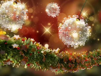 CovidBalls - Christmas Ball with hook set Low-poly 3D model