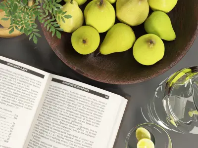 Decorative Set pears in bowl 3D model