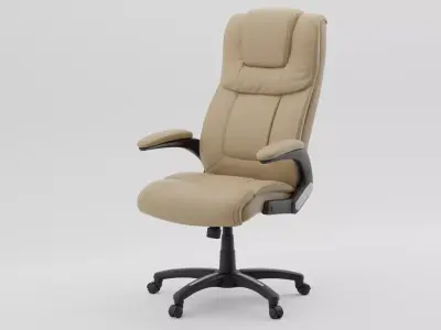Luxury Beige Cream Leather Executive Office Chair PBR 3D Model 3D model