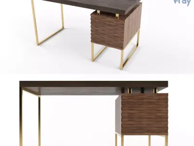 Modern Wavy Cover Wooden Luxury Desk 3D model
