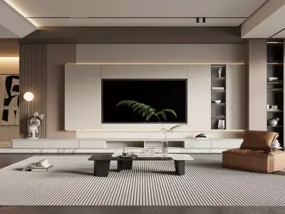 Japanese minimalist living room 3D model