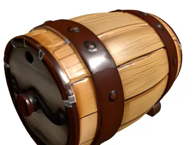 Stylized Wooden Barrel Treasure Chest Low-poly 3D model