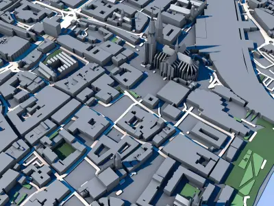 Cologne Cityscape Cologne Cathedral Rhine River German Urban 3D model