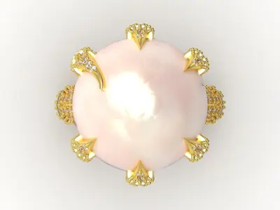 luxury pearl diamond ring pr0066 3D print model