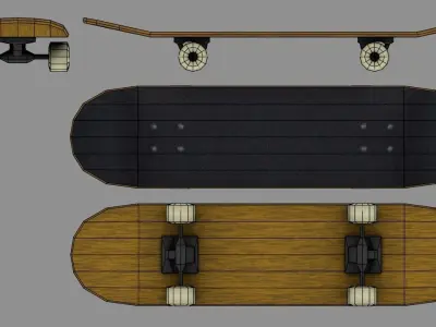 SkateBoard wooden Low-poly 3D model
