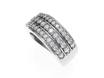 Faux Channel Set 3 Row Engagement Ring 3d Model 3D print model