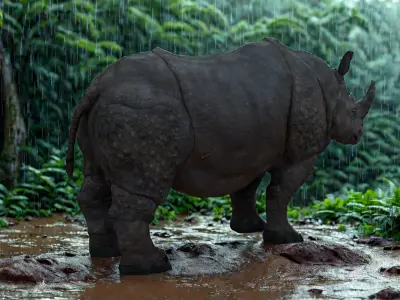 Realistic Rhino 3D Model  Game Ready  PBR Textured Low-poly 3D model