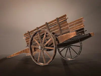 Medieval Dray Low-Poly Game-ready Low-poly 3D model